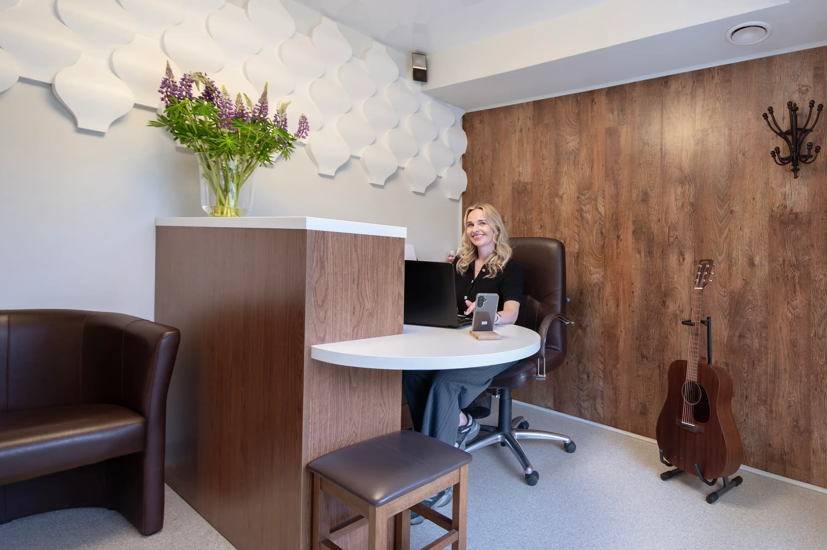 The reception desk at Miško Dental Clinic in Klaipėda