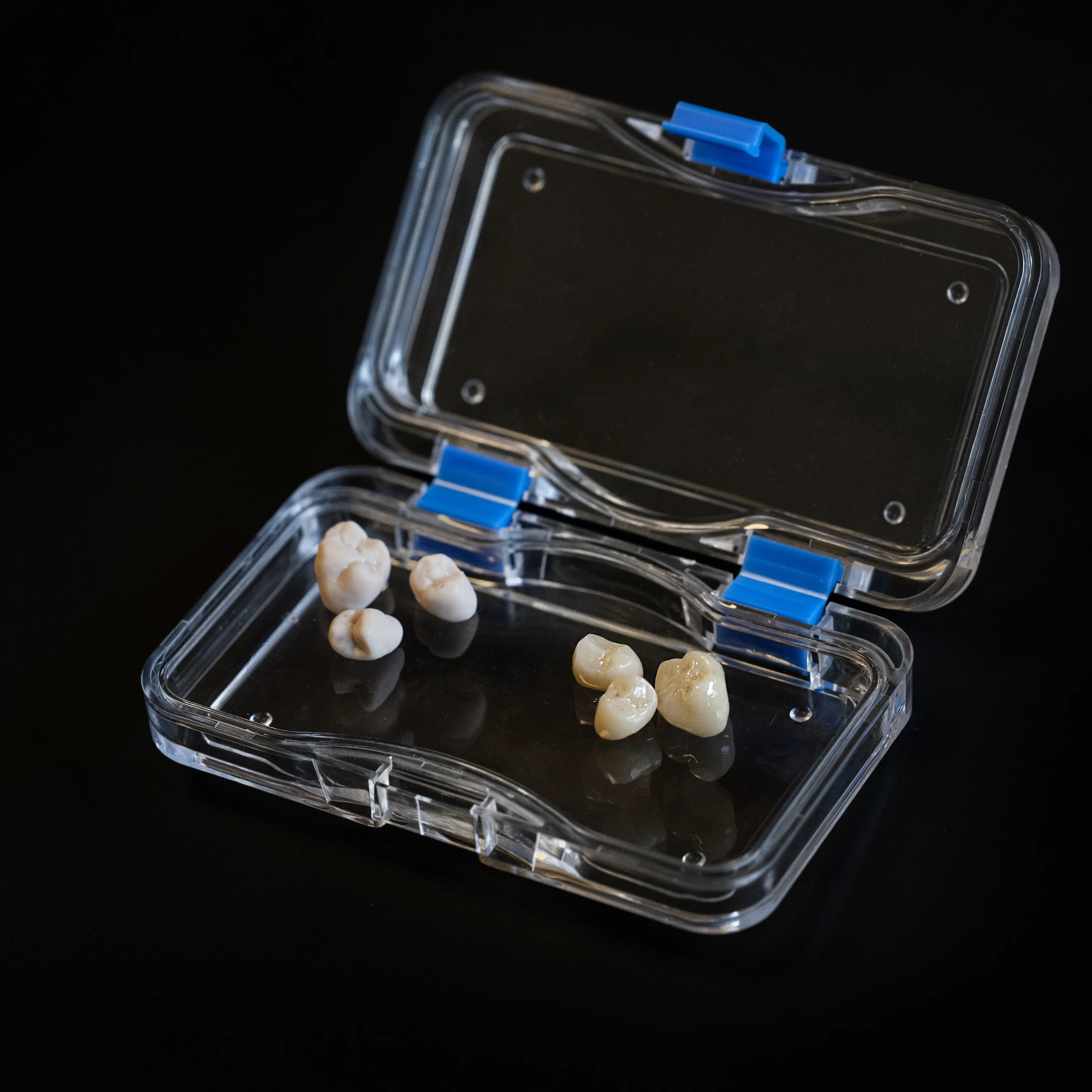 Dental crowns in a protective case