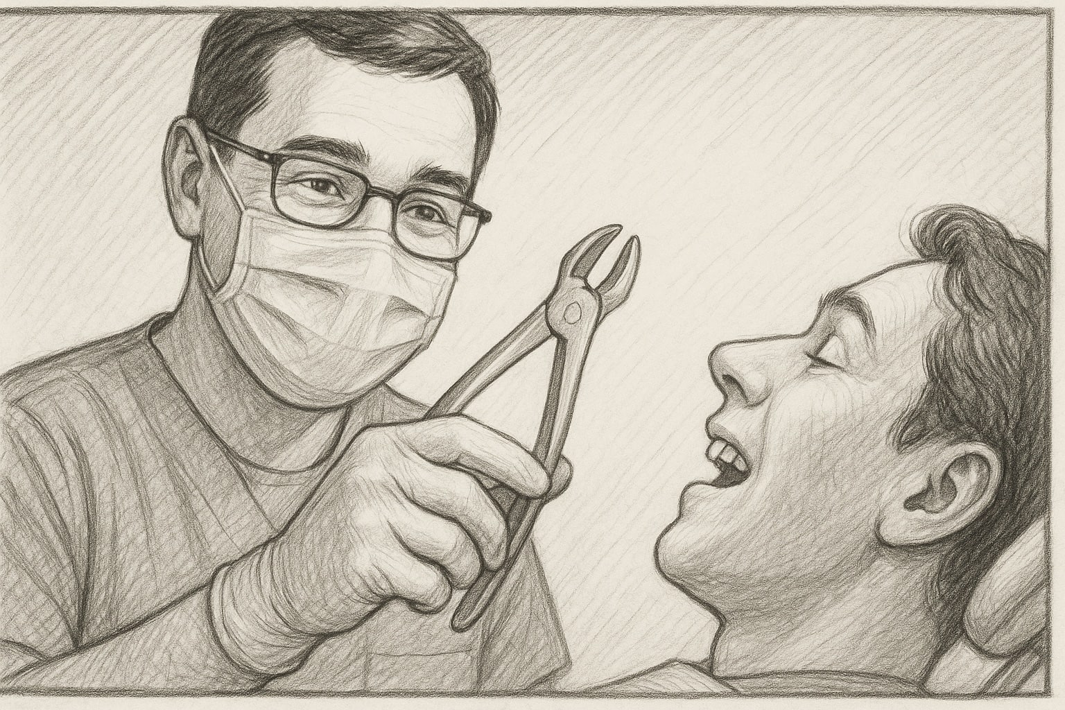 dentist extracting a patient's tooth